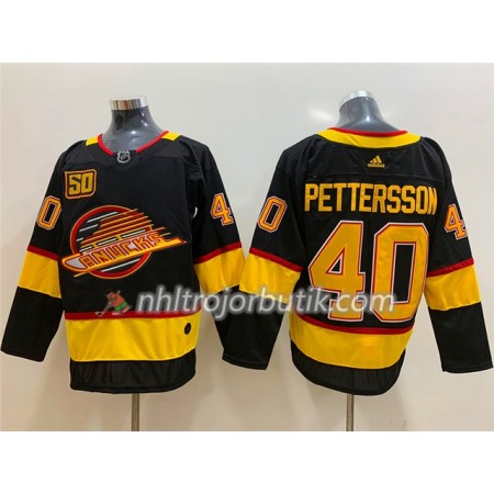 Män Ishockey Vancouver Canucks tröja Elias Pettersson 40 Flying Skate 50th Anniversary Adidas 2019-20 Svart Authentic